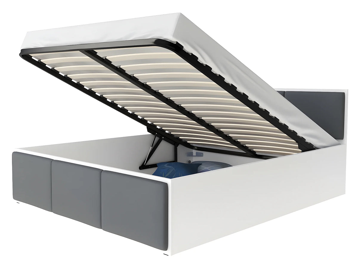 Lit Coffre 160x200 Bois Gris — vue 2