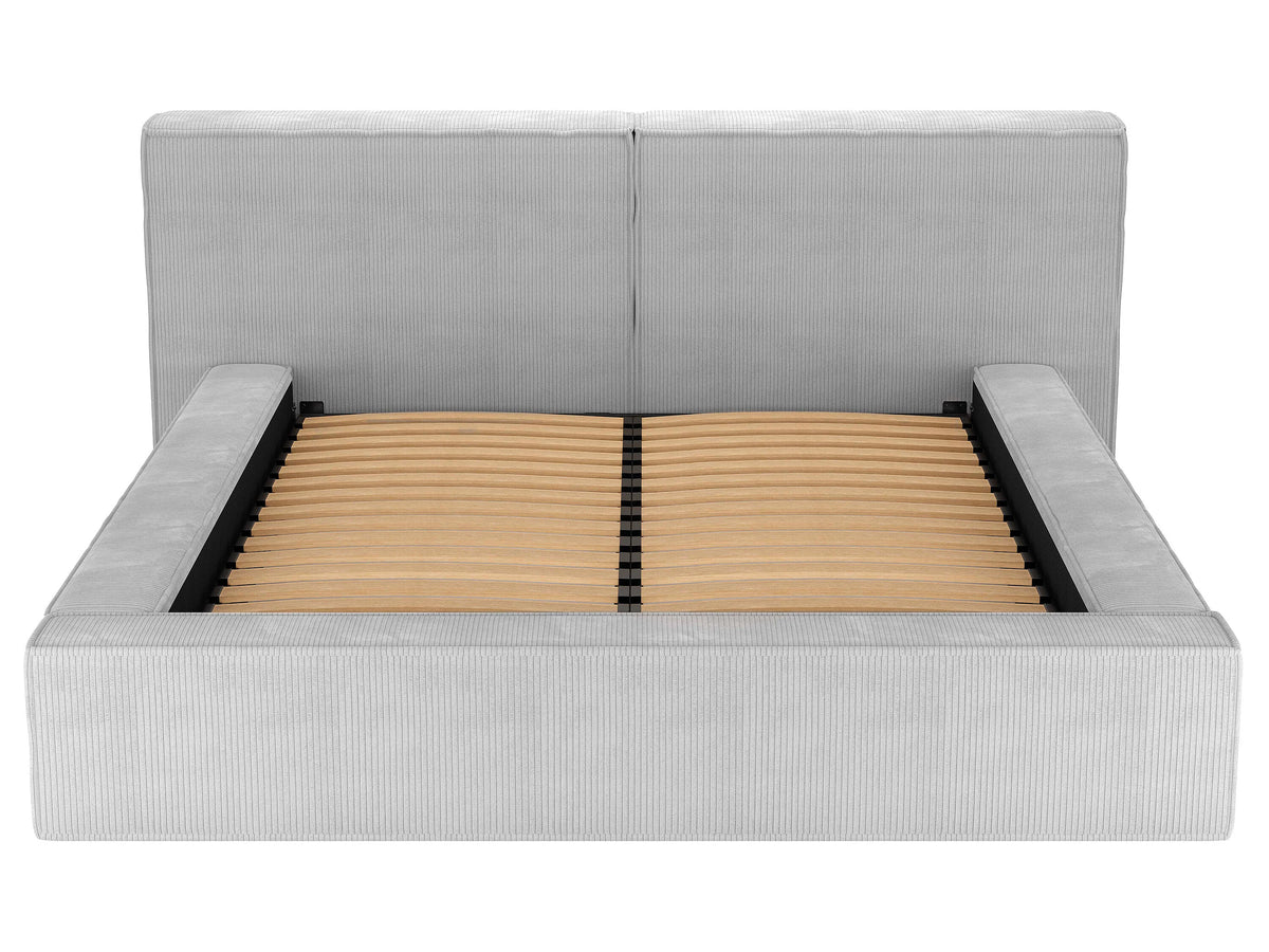 Lit Coffre 180x200 Velours Côtelé Gris clair avec Matelas - TIMANO — vue 8