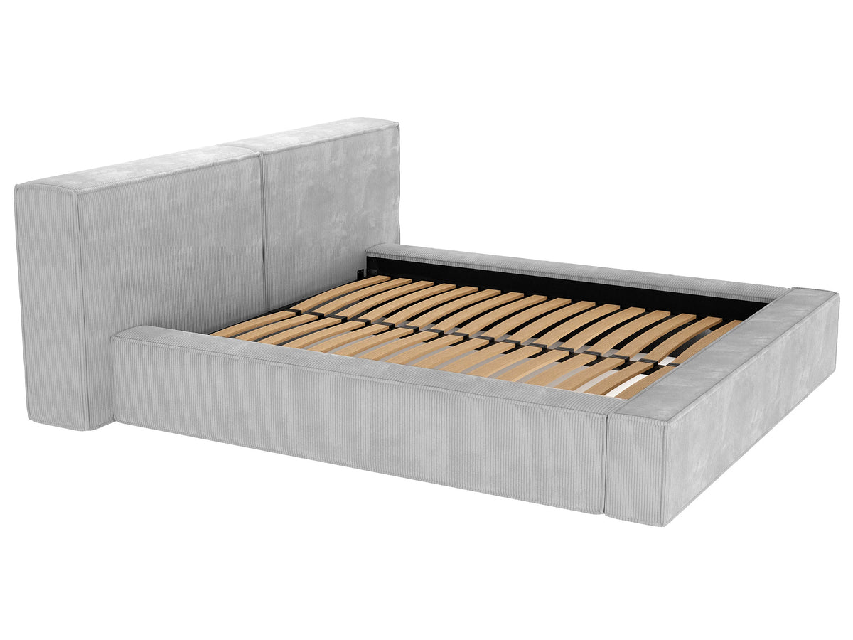 Lit Coffre 180x200 Velours Côtelé Gris clair avec Matelas - TIMANO — vue 7