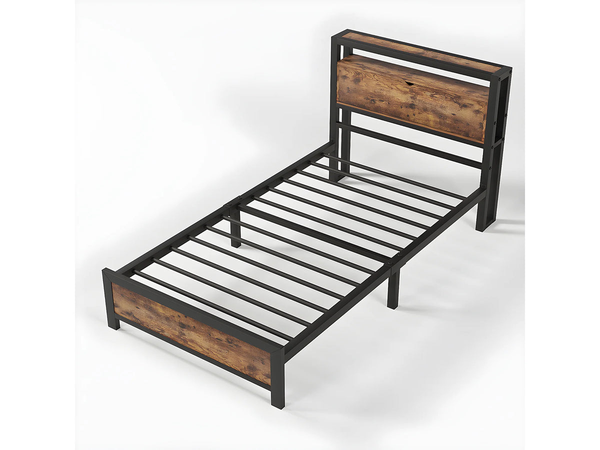 Lit Coffre 90x200 Bois Naturel foncé — vue 4