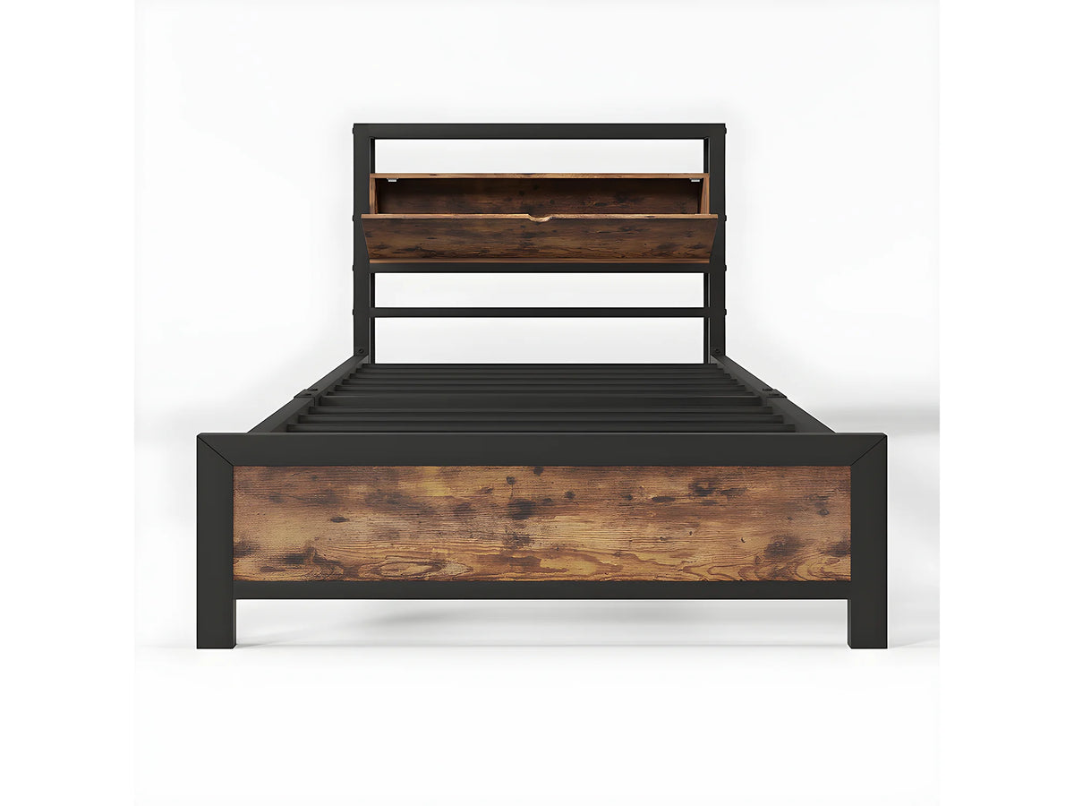 Lit Coffre 90x200 Bois Naturel foncé — vue 7