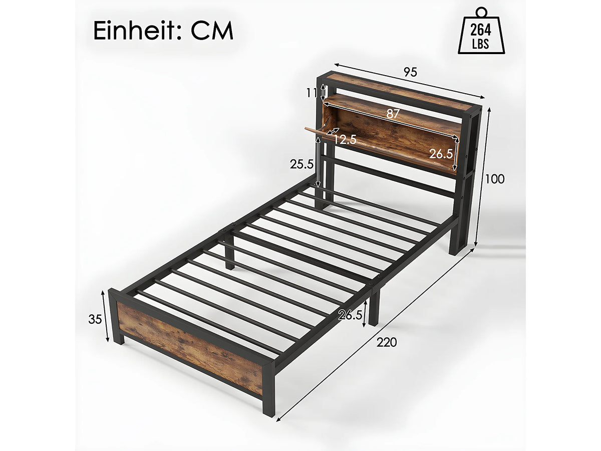 Lit Coffre 90x200 Bois Naturel foncé — vue 8