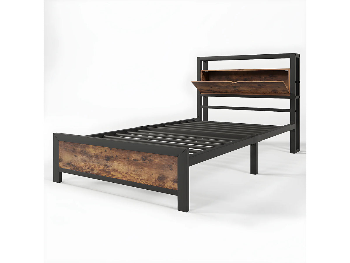 Lit Coffre 90x200 Bois Naturel foncé — vue 6