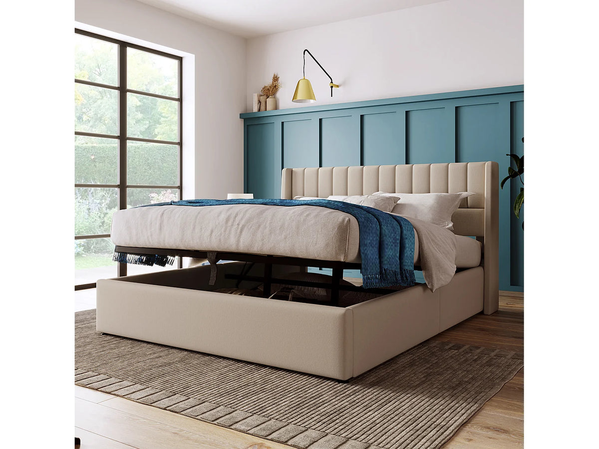 Lit Coffre 160x200 Bois Beige — vue 3