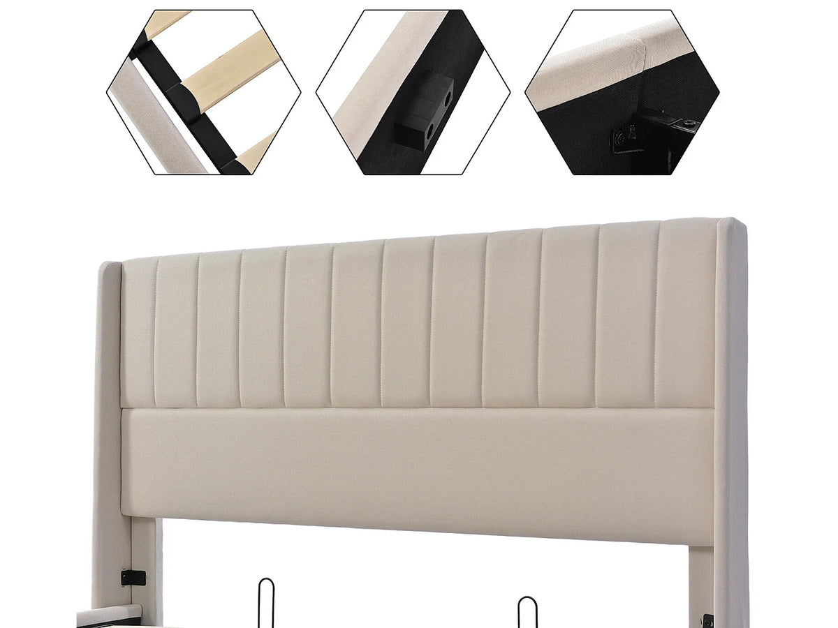 Lit Coffre 160x200 Bois Beige — vue 7