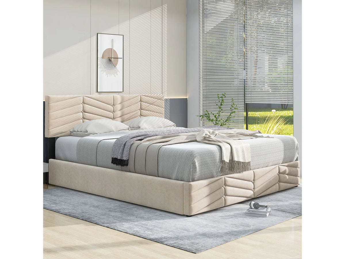 Lit Coffre 140x200 Velours Blanc