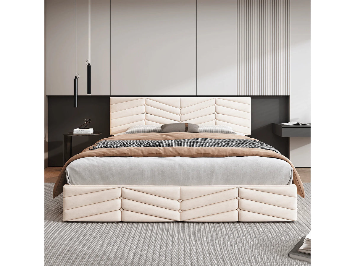 Lit Coffre 140x200 Velours Blanc — vue 4