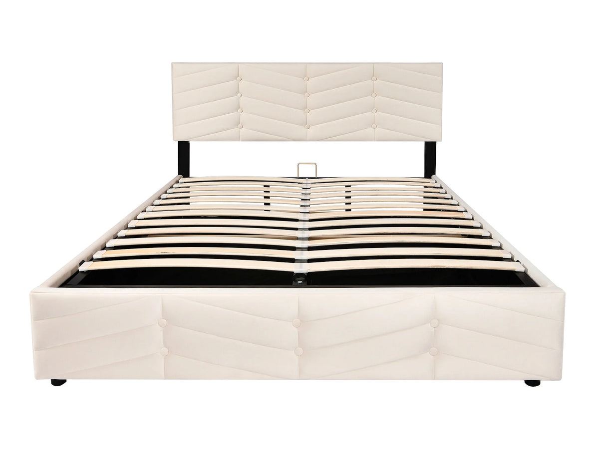 Lit Coffre 140x200 Velours Blanc — vue 5