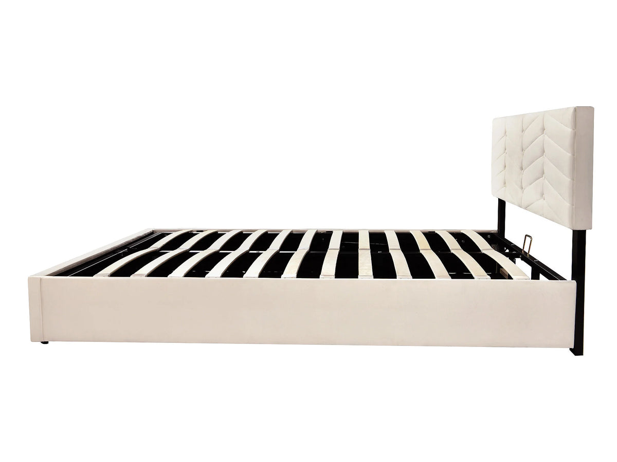 Lit Coffre 140x200 Velours Blanc — vue 8