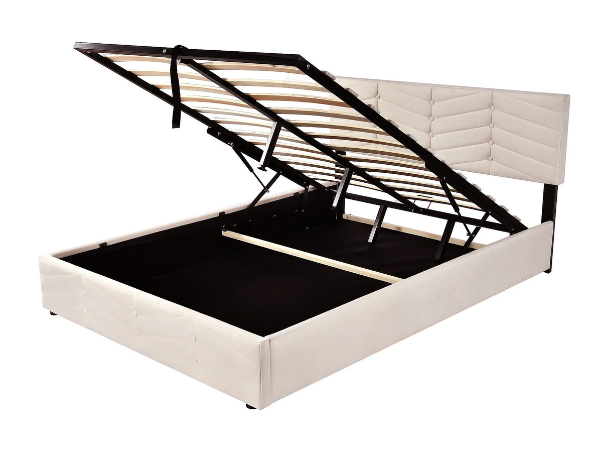 Lit Coffre 140x200 Velours Blanc — vue 6