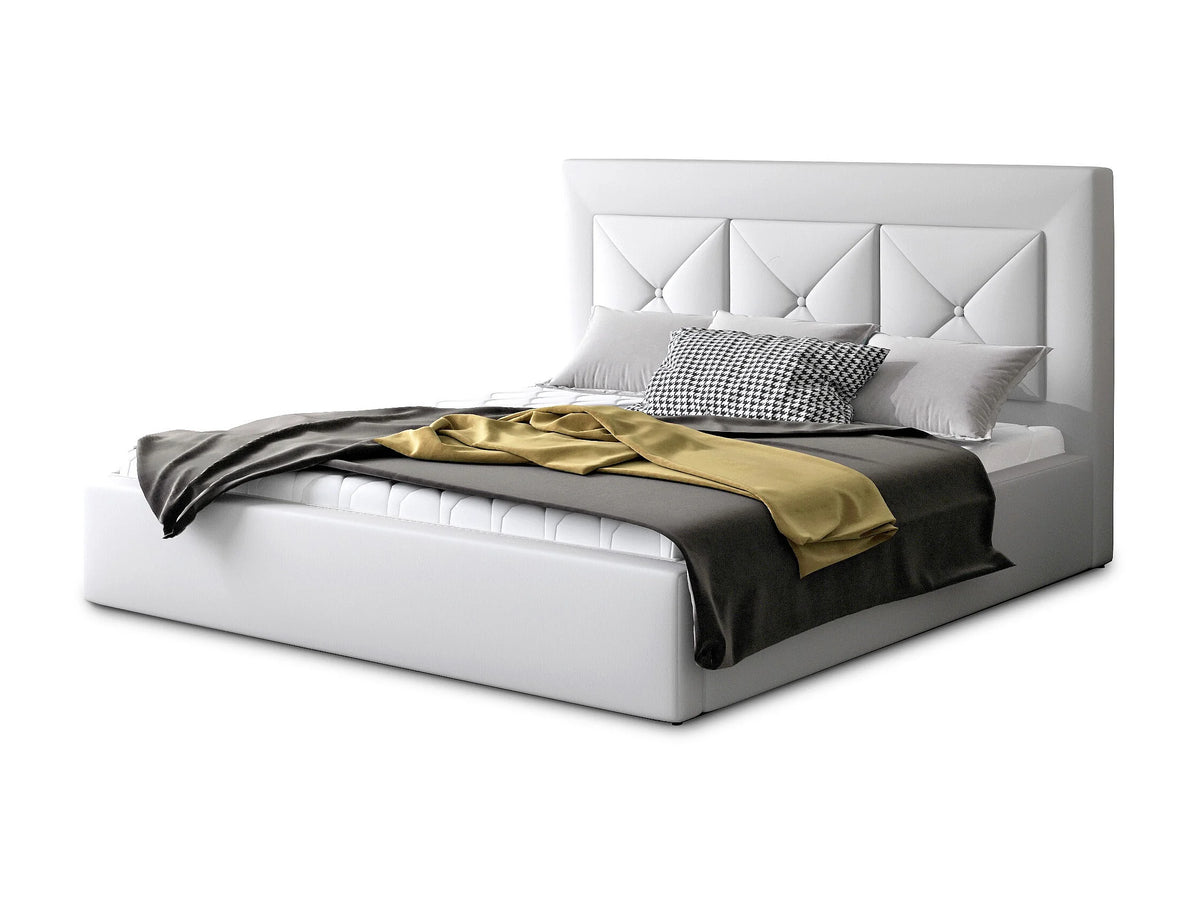 Lit Coffre 200x200 Simili Cuir Blanc