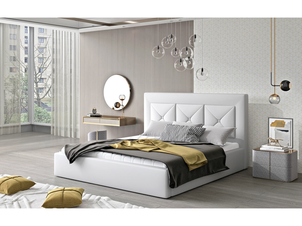 Lit Coffre 200x200 Simili Cuir Blanc — vue 4
