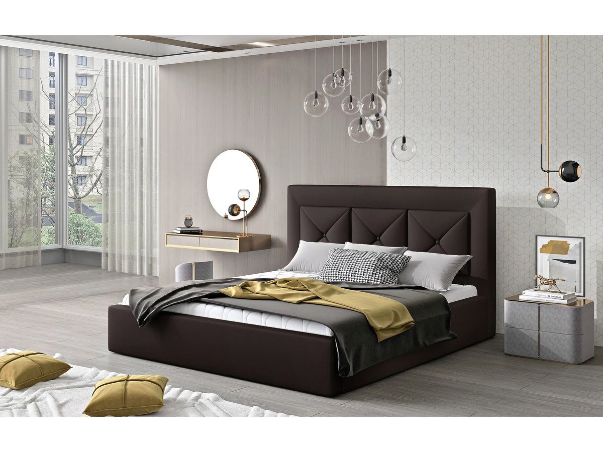 Lit Coffre 200x200 Simili Cuir Marron — vue 4