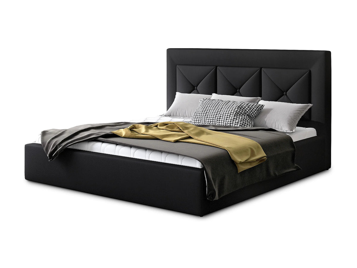 Lit Coffre 200x200 Simili Cuir Noir