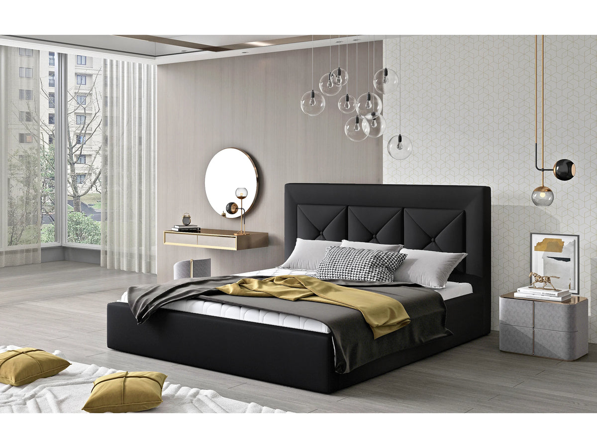 Lit Coffre 200x200 Simili Cuir Noir — vue 4