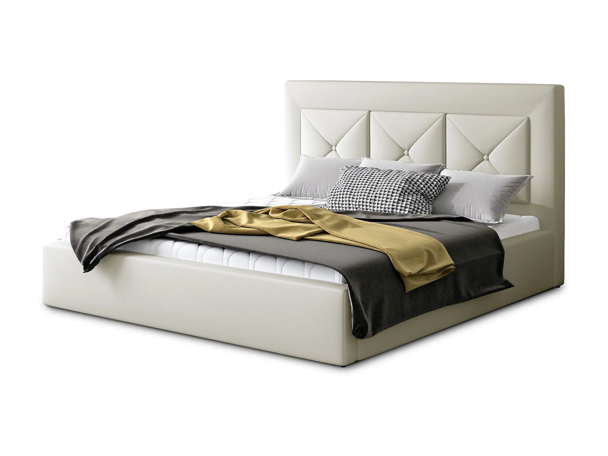 Lit Coffre 200x200 Simili Cuir Crème