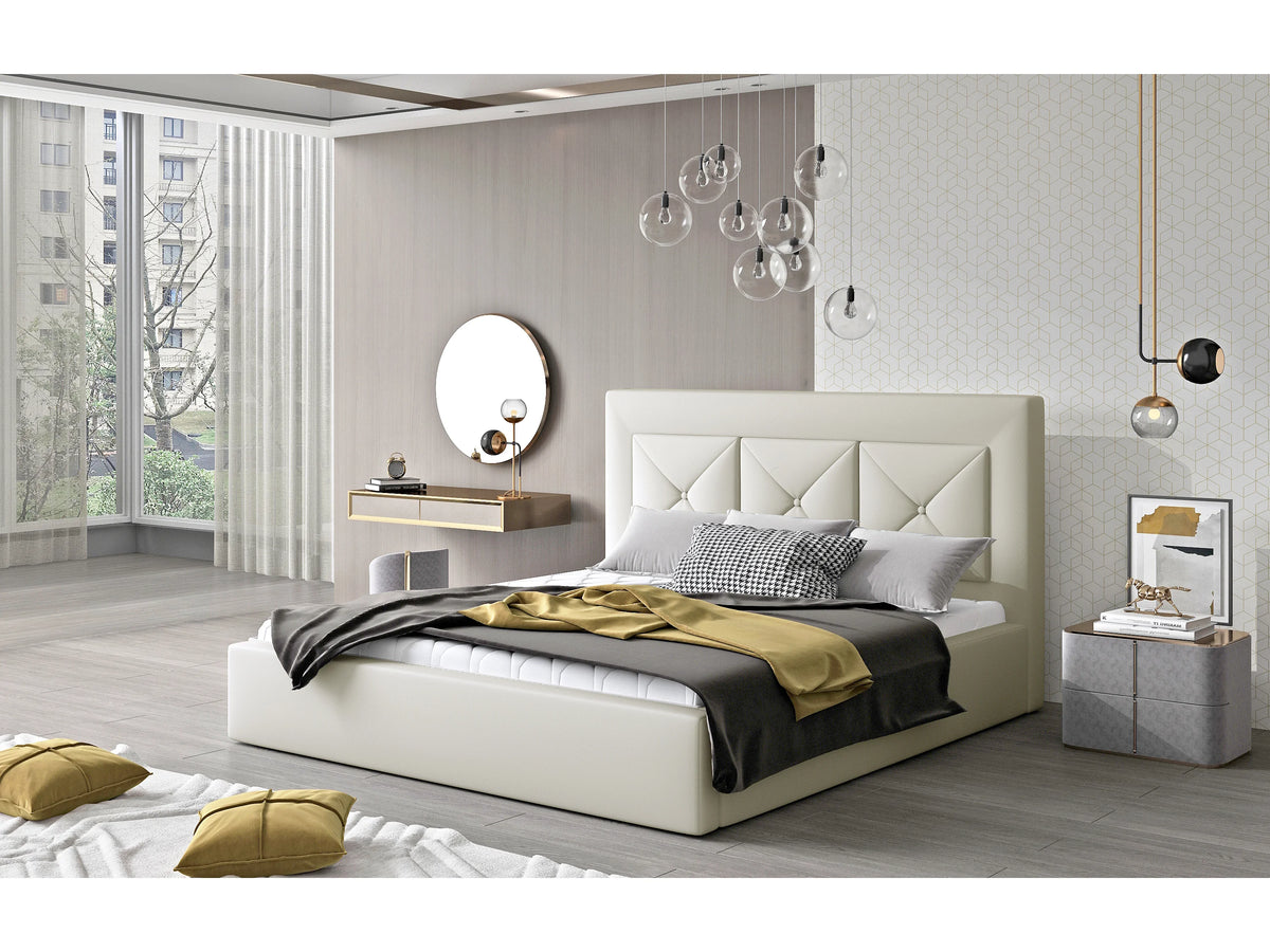 Lit Coffre 200x200 Simili Cuir Crème — vue 4