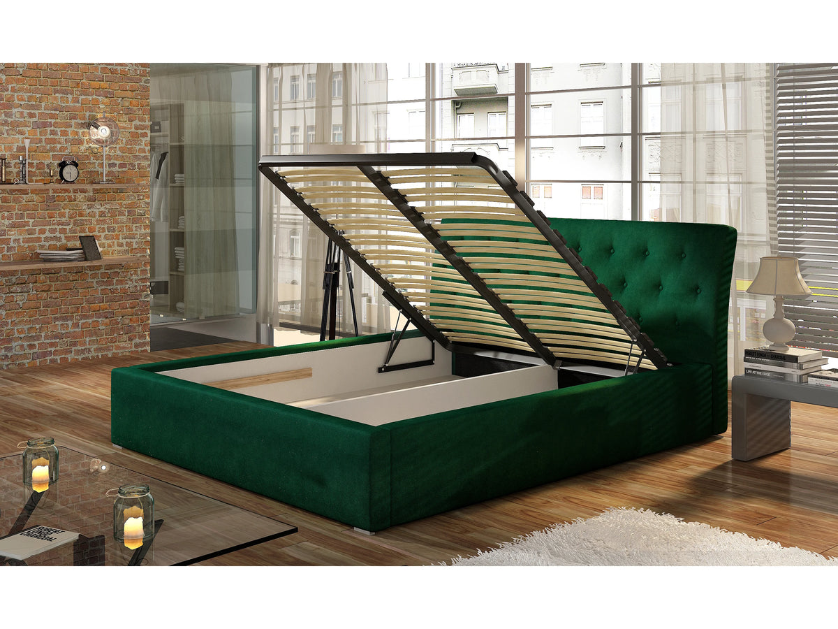 Lit Coffre 200x200 Simili Cuir Crème Capitonné — vue 7