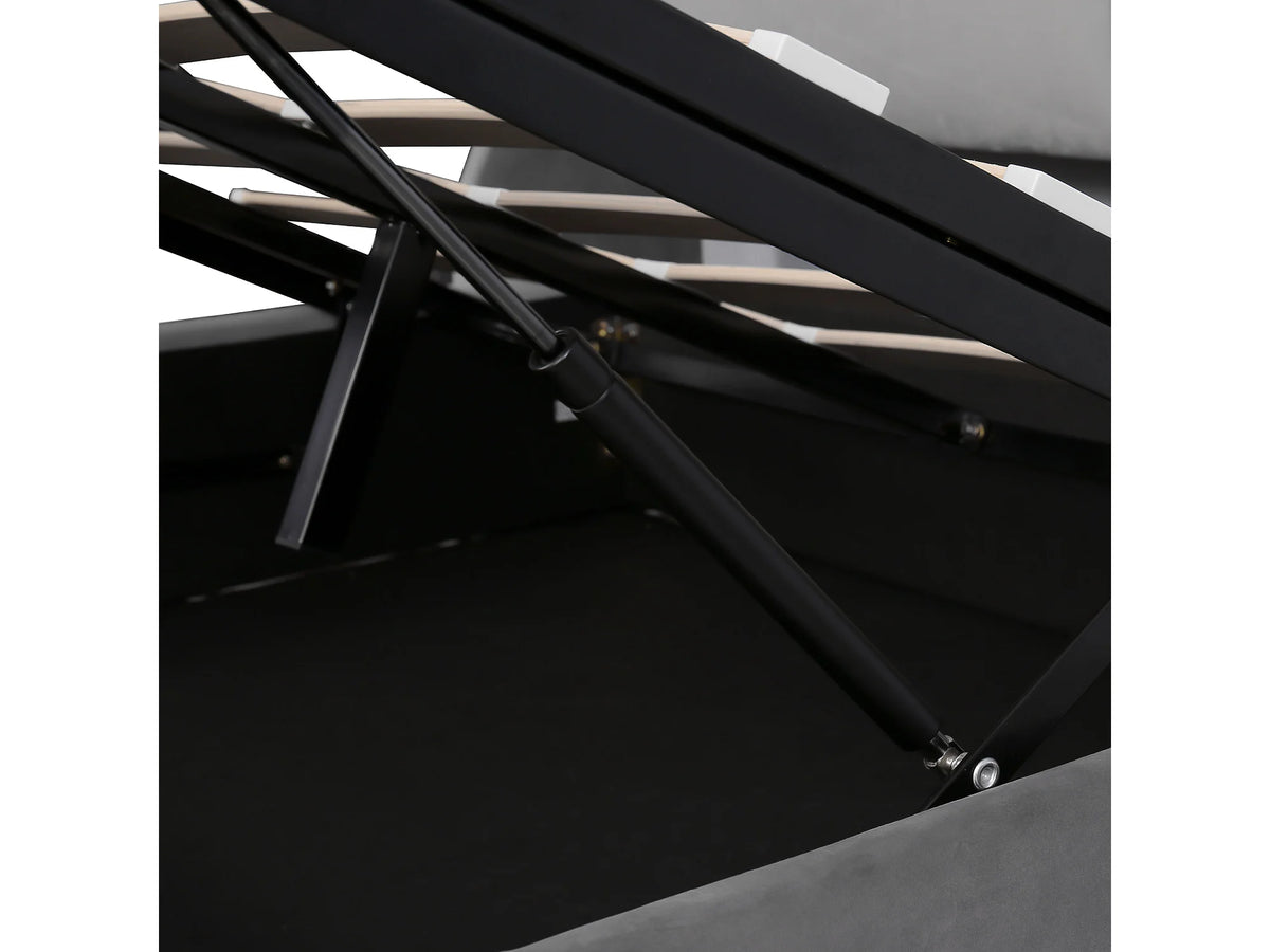 Lit Coffre 140x190 Velours Gris avec Chevets — vue 9