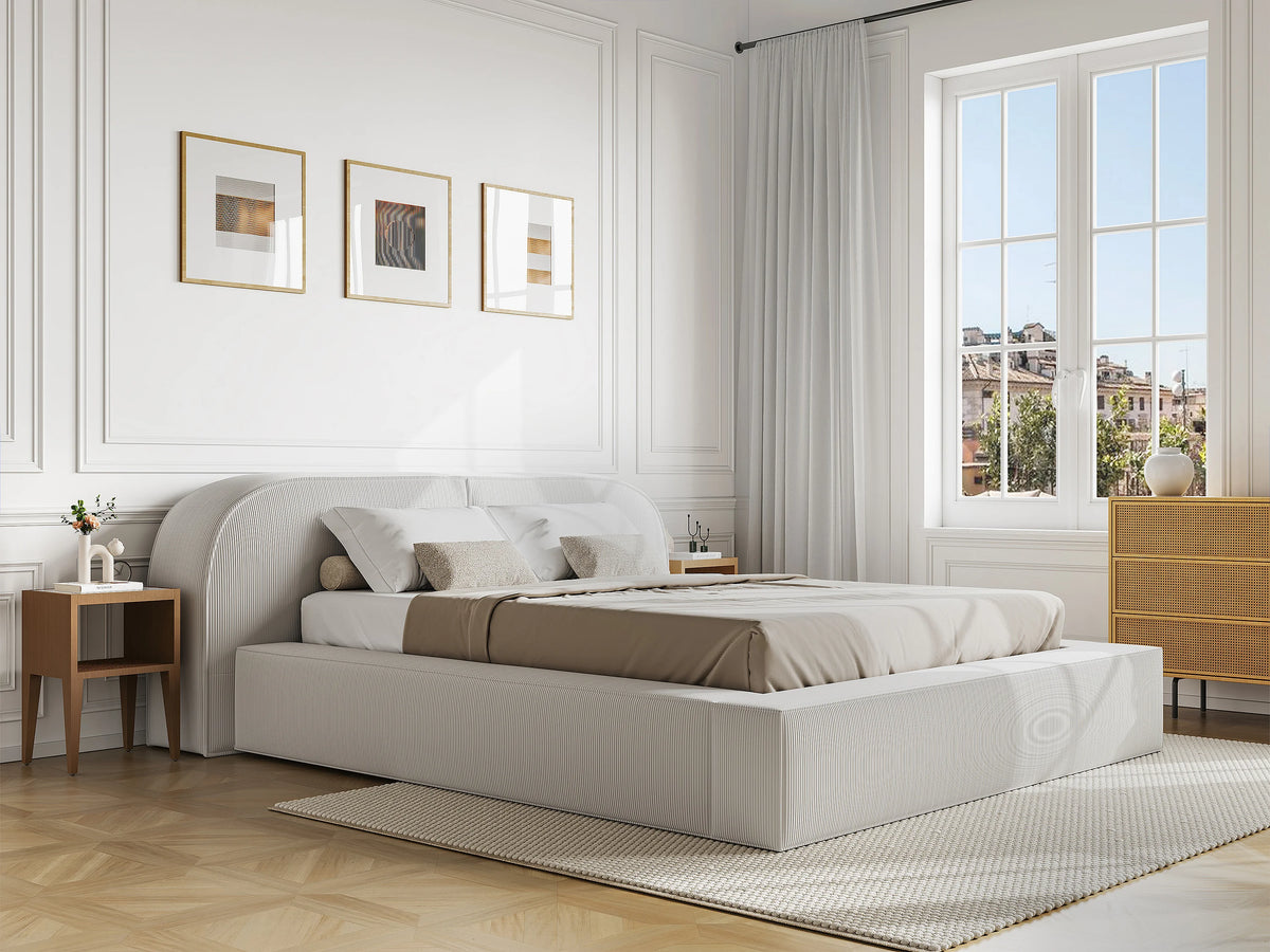 Lit Coffre 180x200 Velours Côtelé Crème — vue 8