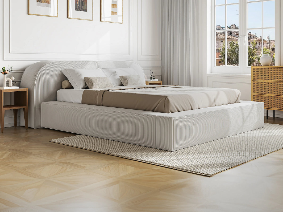 Lit Coffre 180x200 Velours Côtelé Crème — vue 9