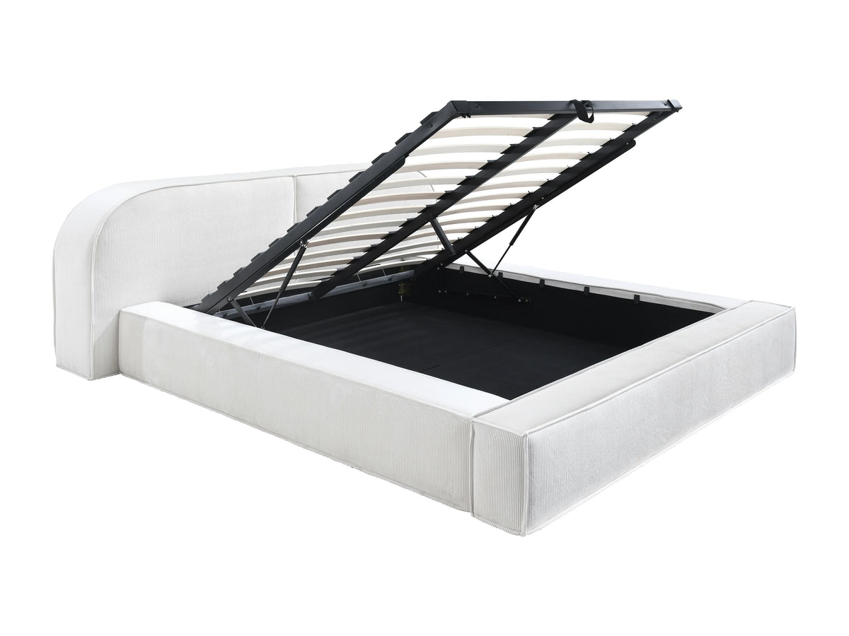 Lit Coffre 180x200 Velours Côtelé Crème — vue 5
