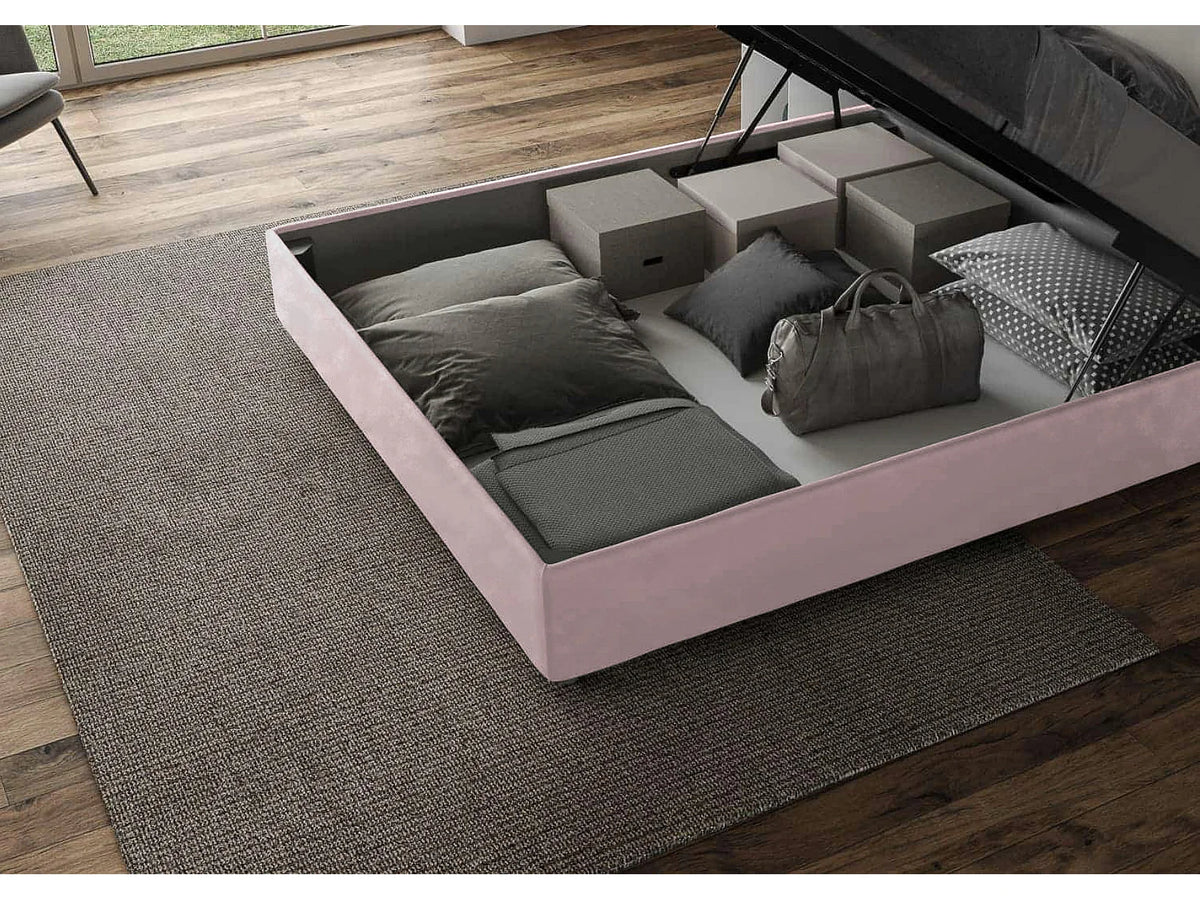 Lit Coffre 90x190 Microfibre Rose