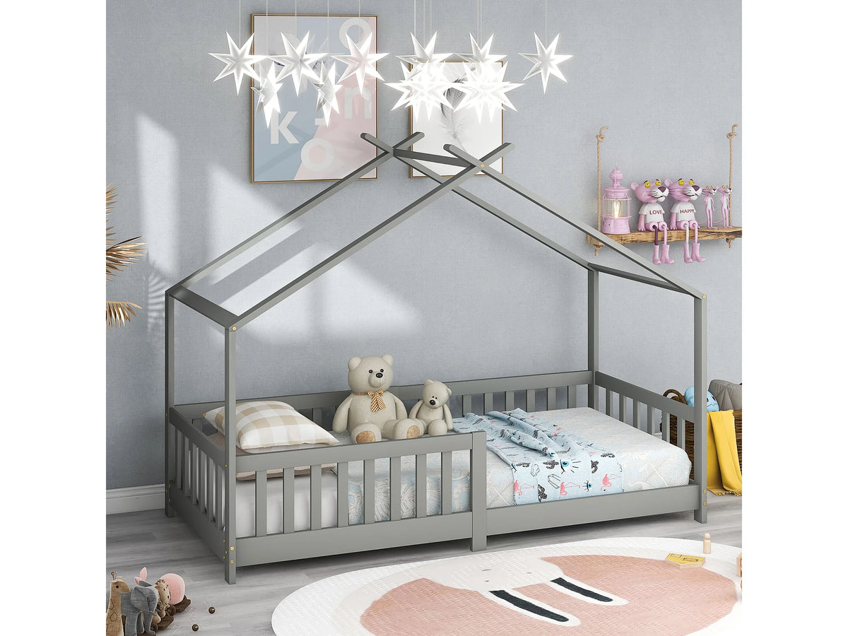 Lit Coffre 200x200 Bois Gris — vue 3