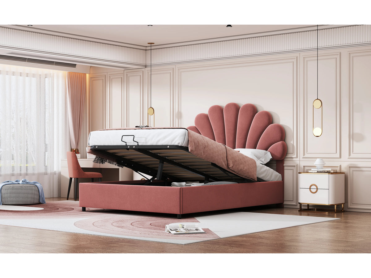 Lit Coffre 140x200 Velours Rose — vue 9