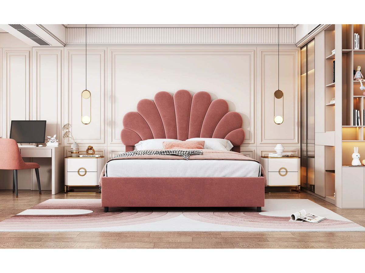 Lit Coffre 140x200 Velours Rose — vue 5
