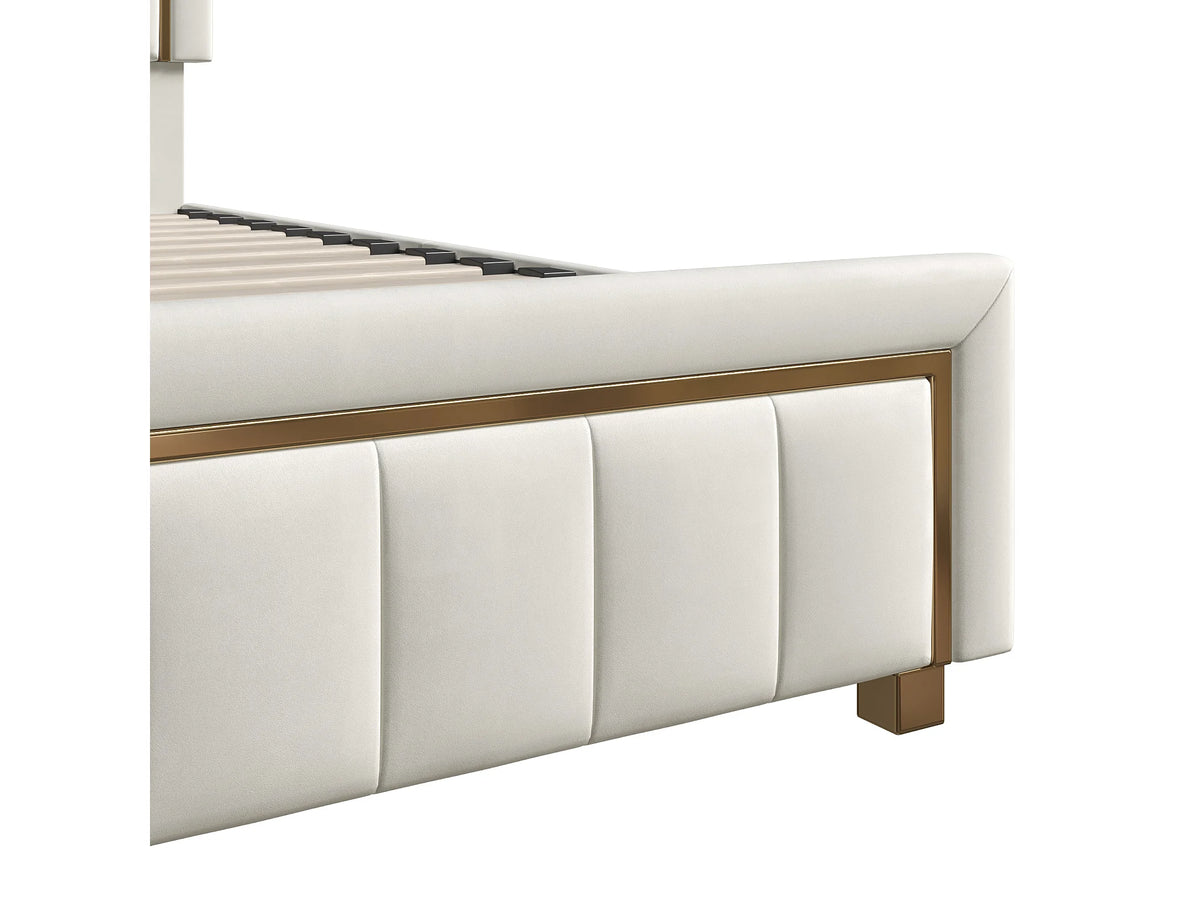 Lit Coffre 140x200 Velours Beige — vue 10