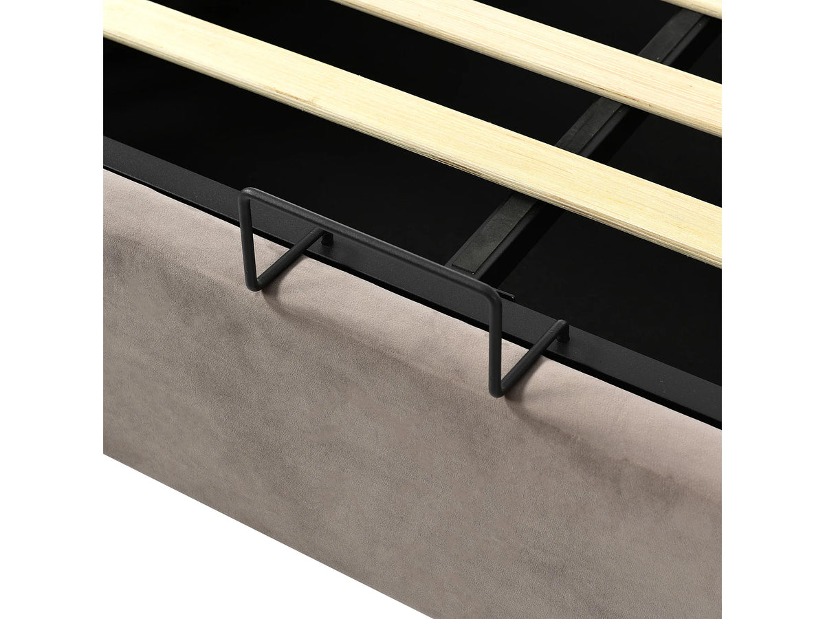 Lit Coffre 90x200 Velours Gris Capitonné — vue 10