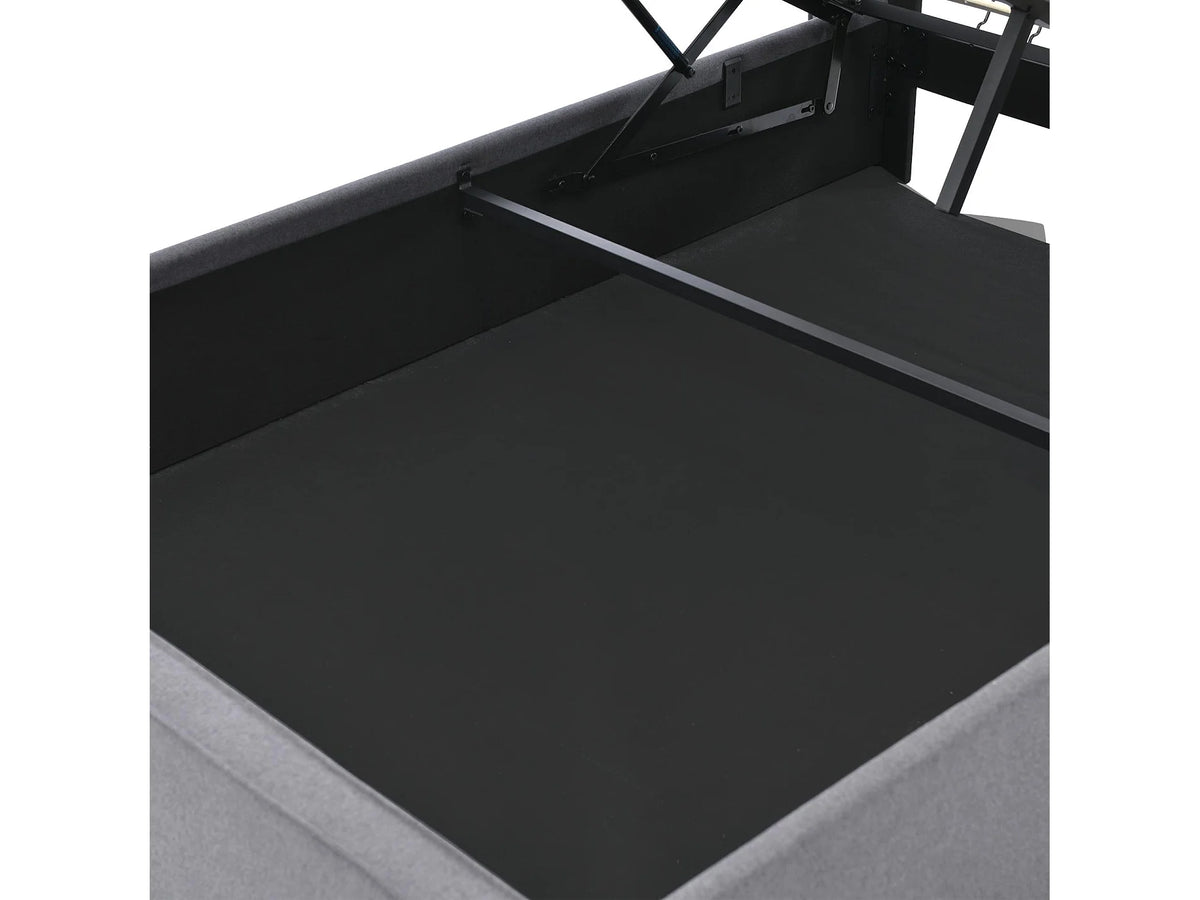 Lit Coffre 90x200 Tissu Gris Capitonné — vue 7