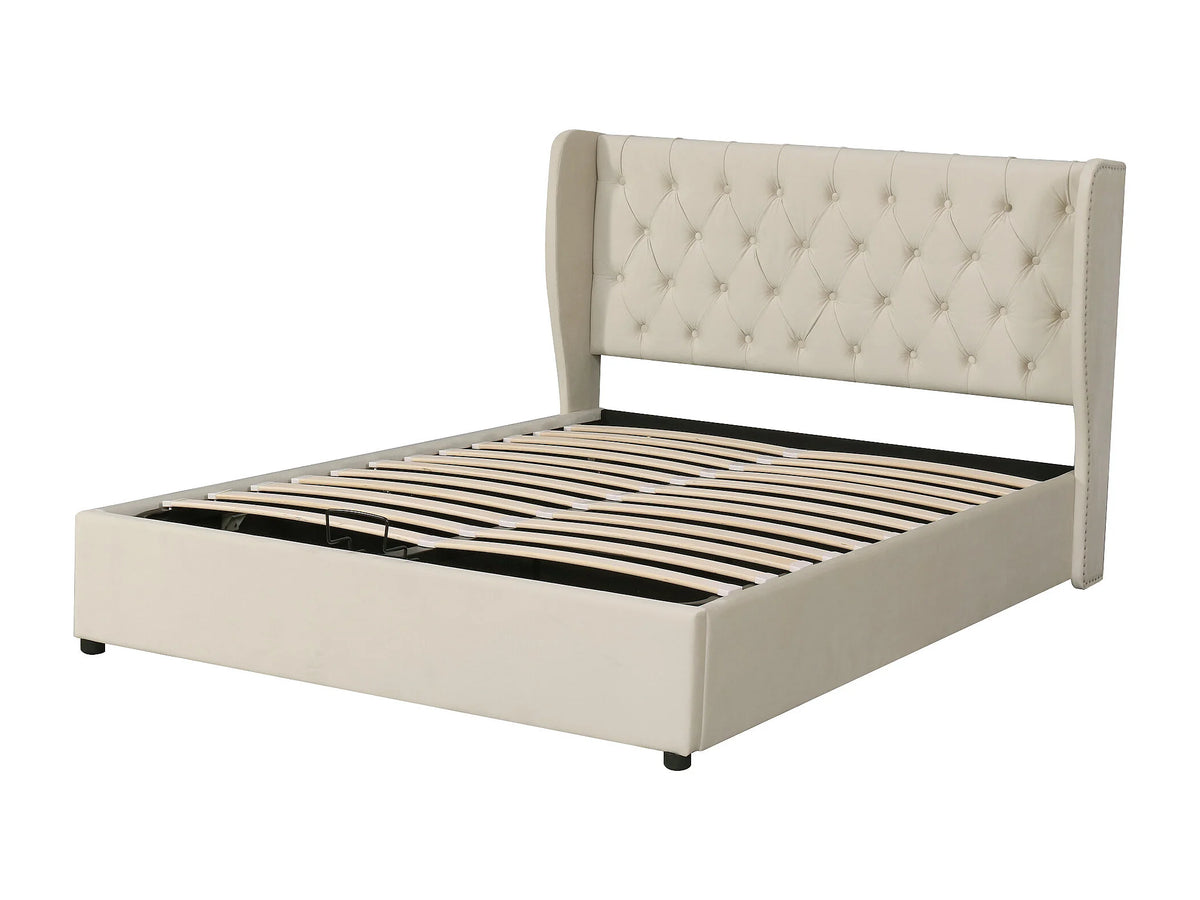 Lit Coffre 140x190 Velours Beige — vue 6