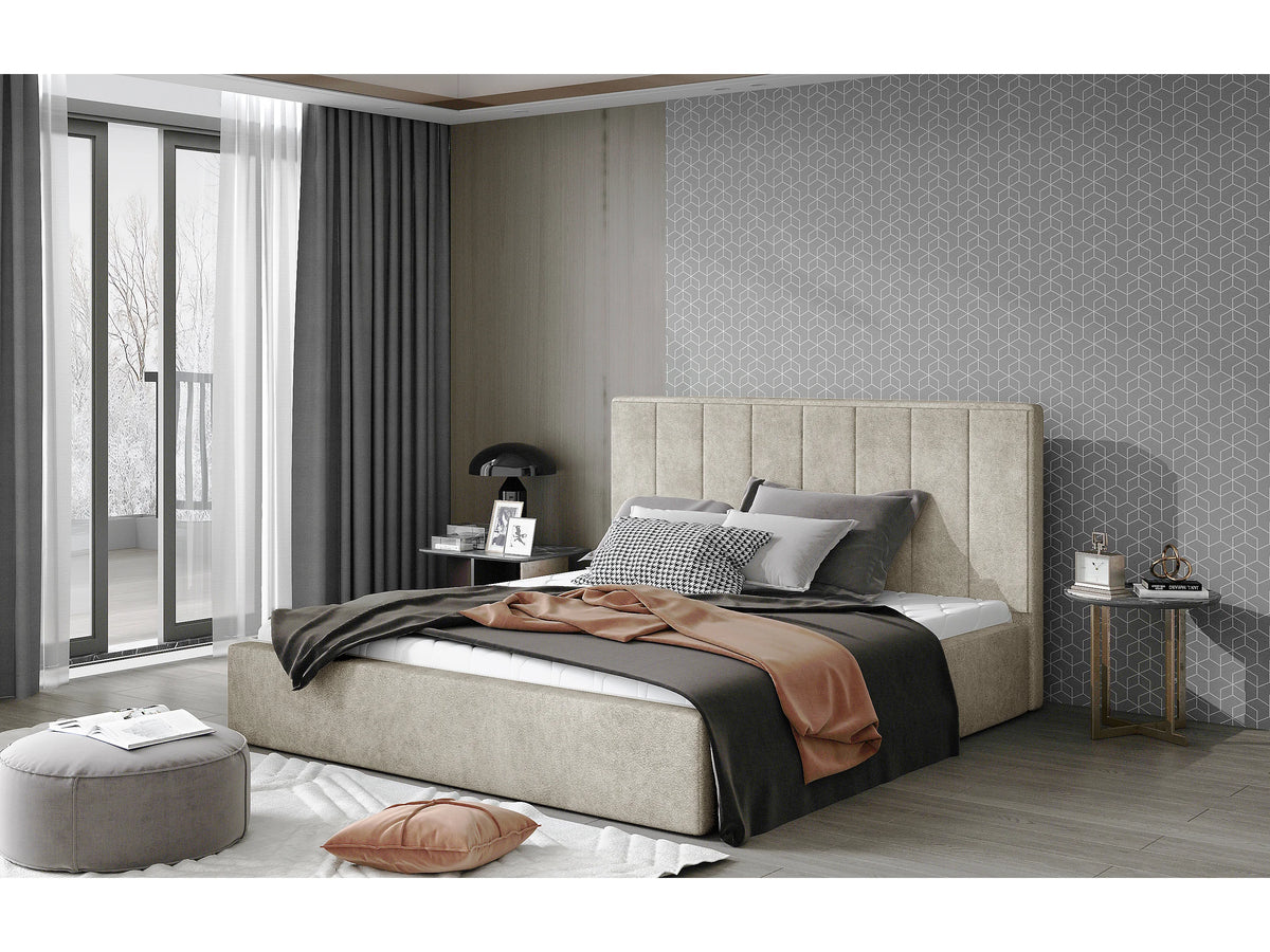 Lit Coffre 200x200 Tissu Beige — vue 6