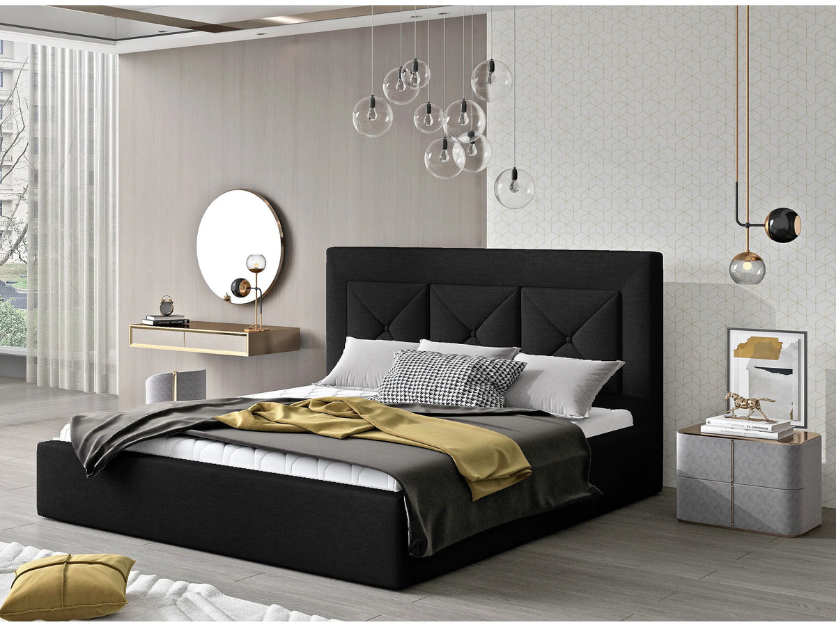 Lit Coffre 200x200 Tissu Noir — vue 6