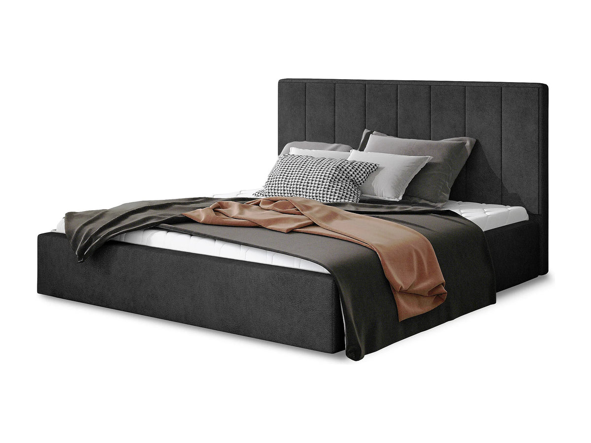 Lit Coffre 200x200 Tissu Gris — vue 3