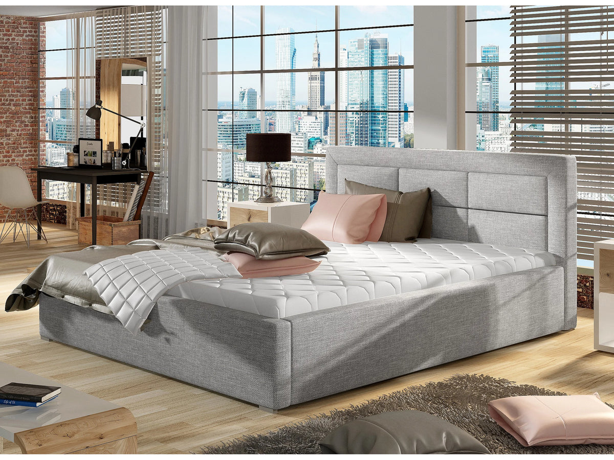 Lit Coffre 200x200 Tissu Gris clair Capitonné — vue 7