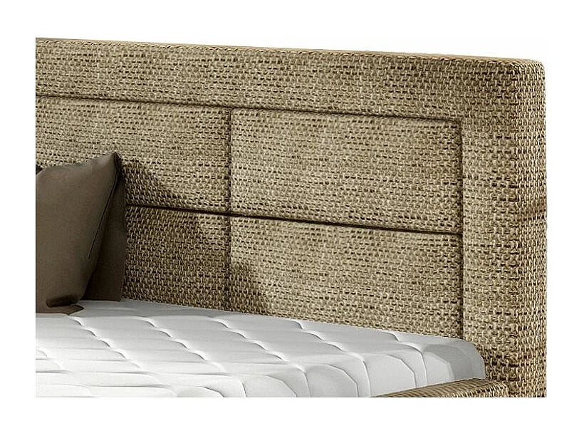 Lit Coffre 200x200 Tissu Beige Capitonné — vue 6