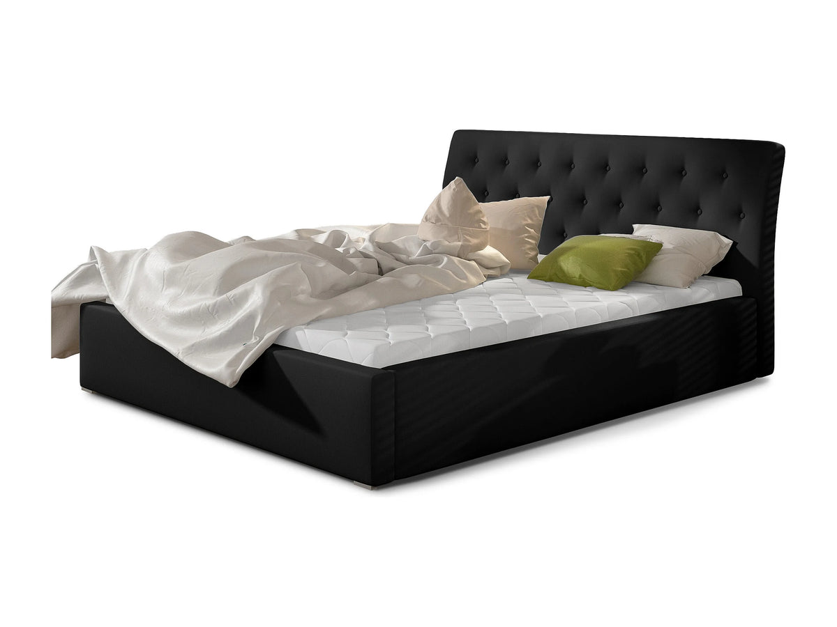 Lit Coffre 200x200 Simili Cuir Noir Capitonné — vue 4