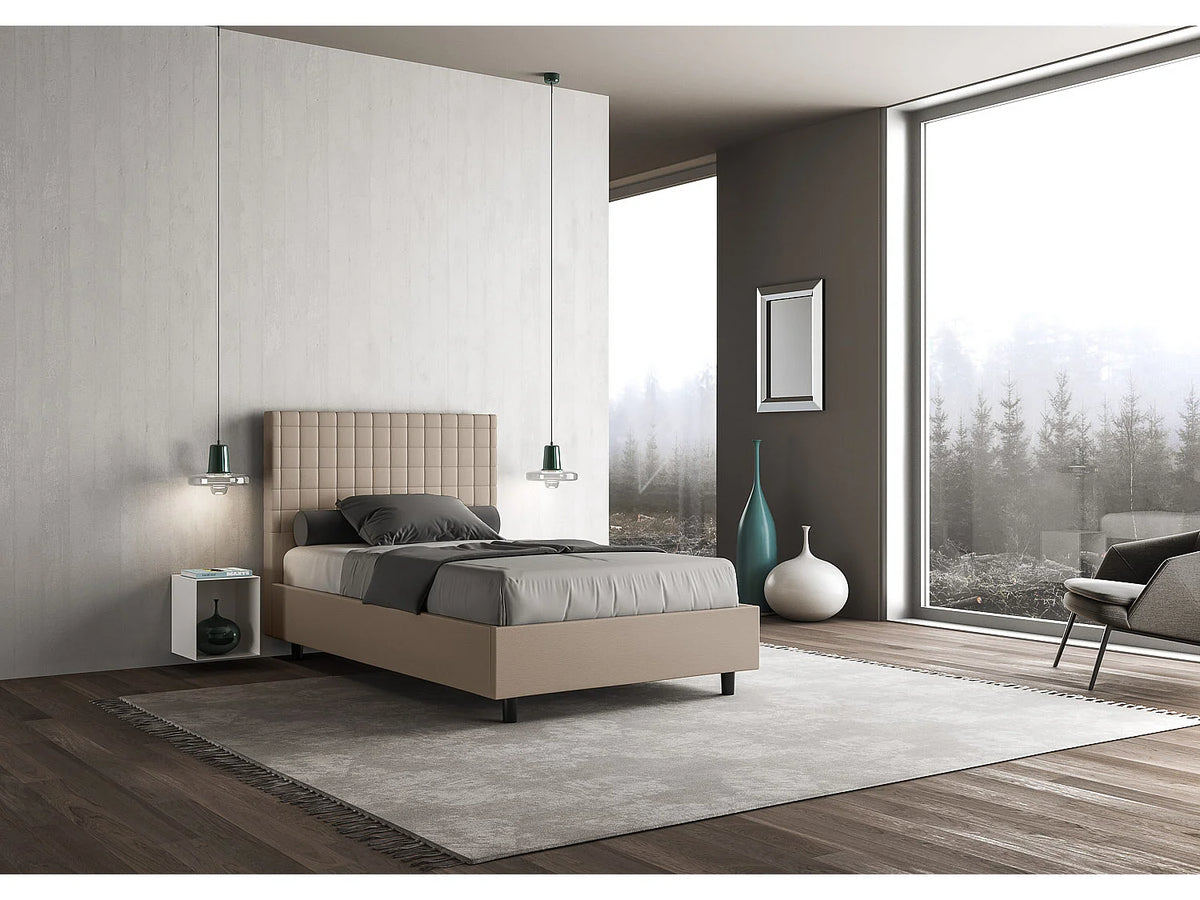 Lit Coffre 90x190 Simili Cuir Taupe