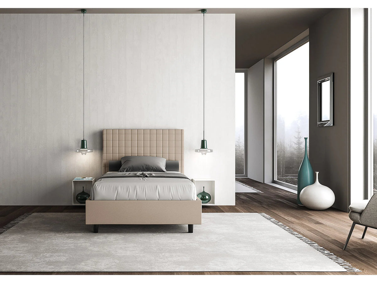 Lit Coffre 90x190 Simili Cuir Taupe — vue 2