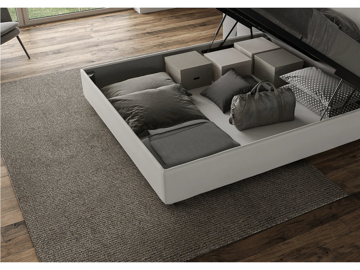 Lit Coffre 90x190 Simili Cuir Taupe — vue 9