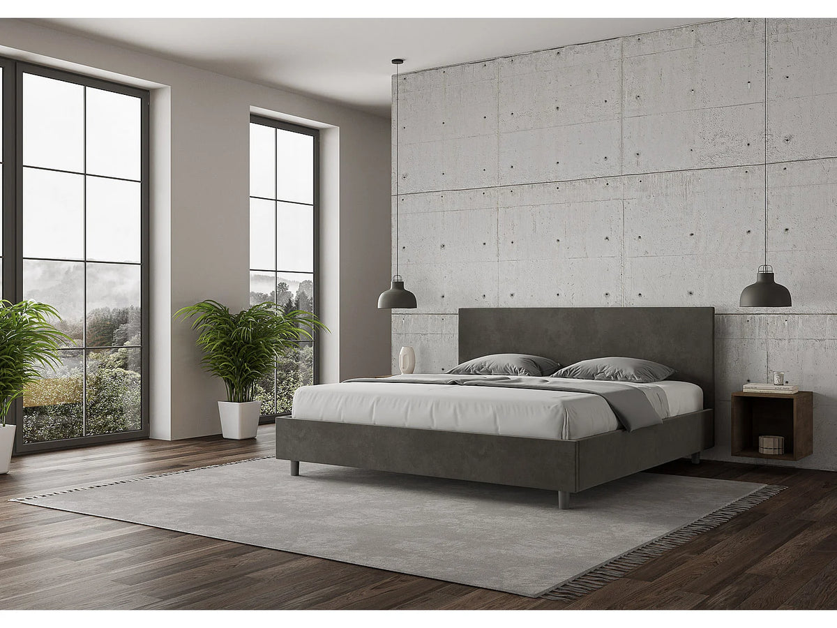 Lit Coffre 200x200 Microfibre Gris anthracite — vue 2