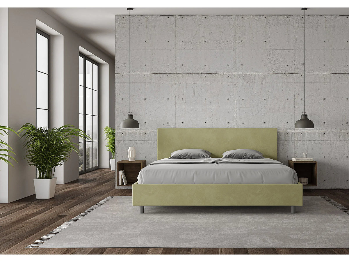 Lit Coffre 200x200 Microfibre Vert