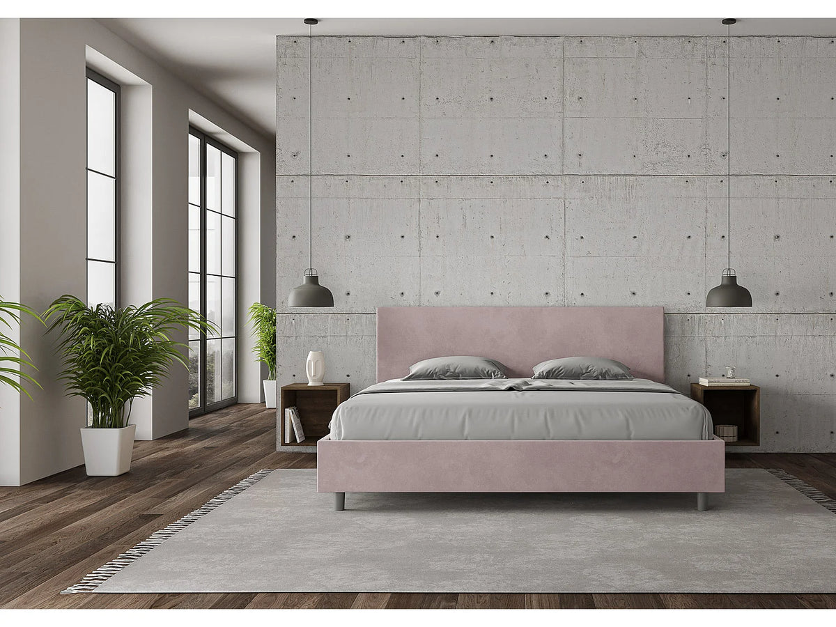 Lit Coffre 200x200 Microfibre Rose — vue 2