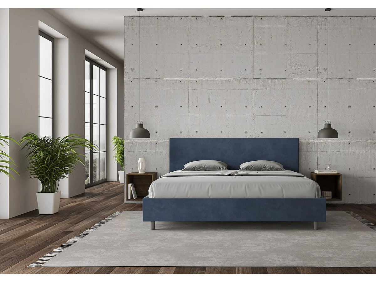 Lit Coffre 200x200 Microfibre Bleu — vue 3