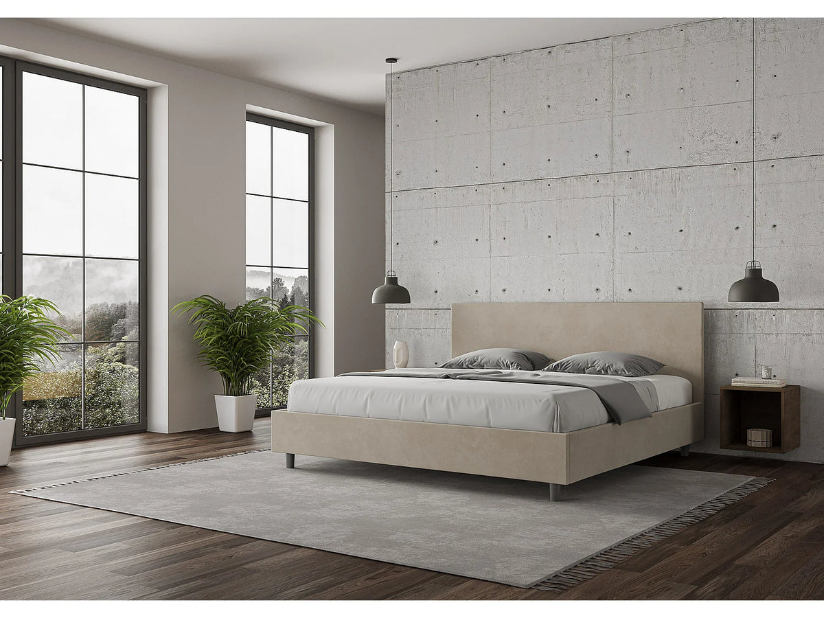 Lit Coffre 200x200 Microfibre Beige