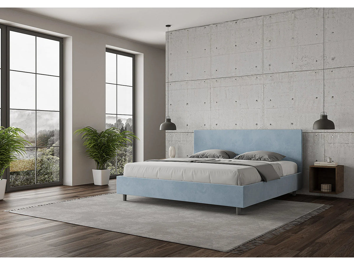 Lit Coffre 200x200 Microfibre Bleu ciel