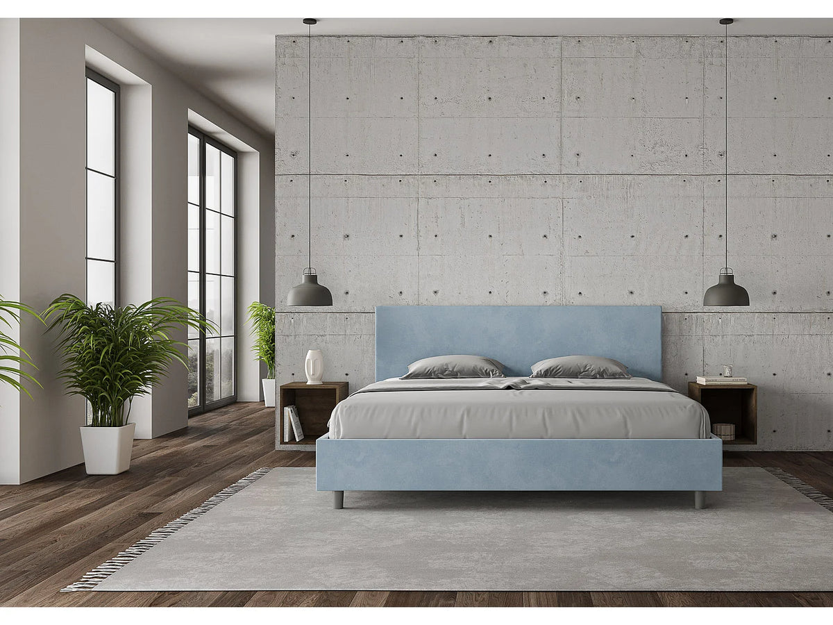 Lit Coffre 200x200 Microfibre Bleu ciel — vue 3